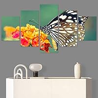 SIGNWIN 5 Panel Canvas Wall Art Birds Butterfly Closeup Colorful Contemporary Home Office Modern Art Multicolor Photography for Home Decorations Ready to Hang - 60