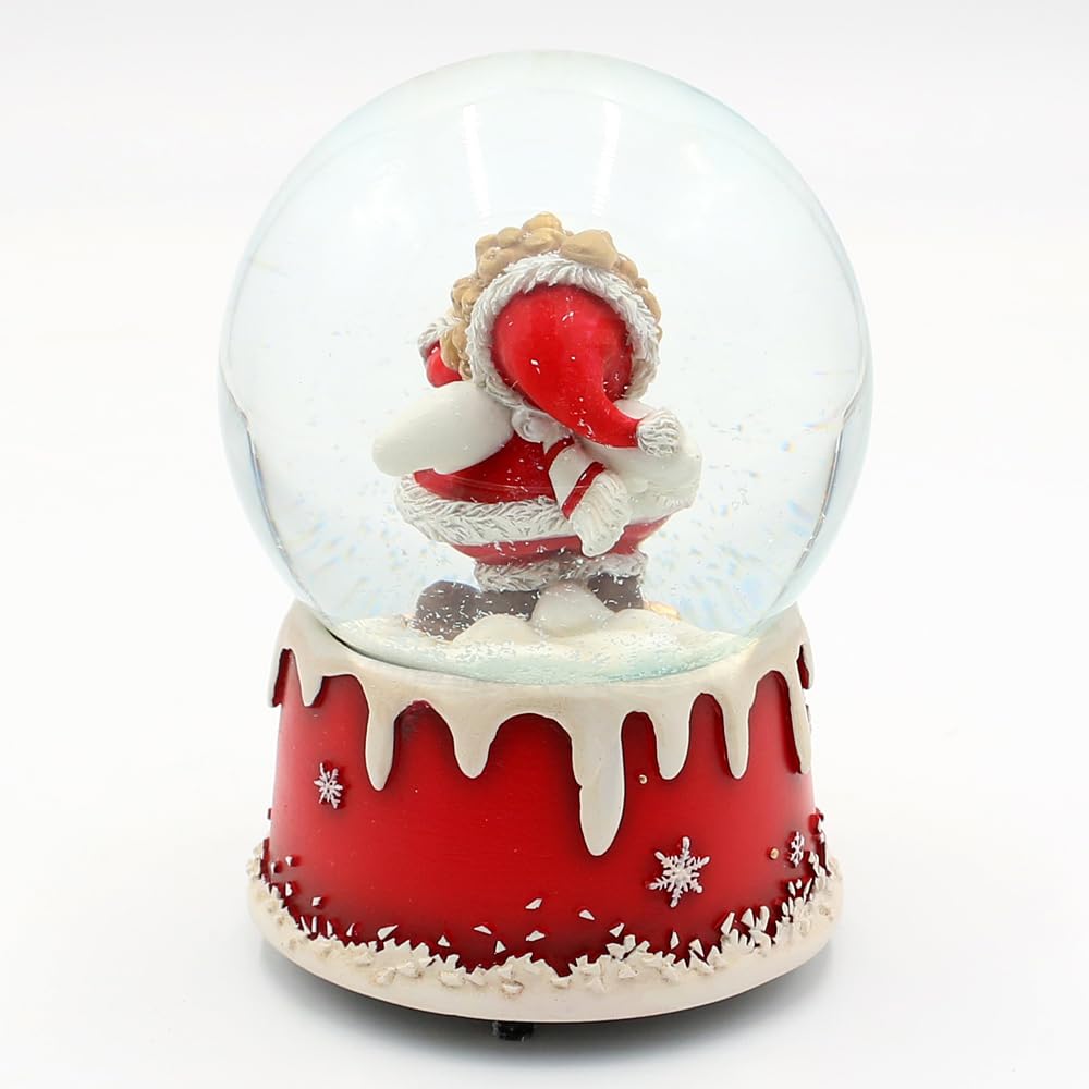 Boule à Neige avec mécanisme - Ange avec cœur - sur Socle enneigé - Mélodie : Oh du Fröhliche - L/L/H/Ø Boule 10 x 10 x 15 cm Ø 10 cm