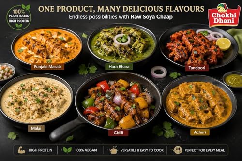 Image of Chokhi Dhani Veg SOYA Chaap 850g x 3 | High Protein Ready-to-Cook SOYA Chaap | Canned Food Chunks on Stick | Ideal for Curry, Tandoori, Gravy & Snacks