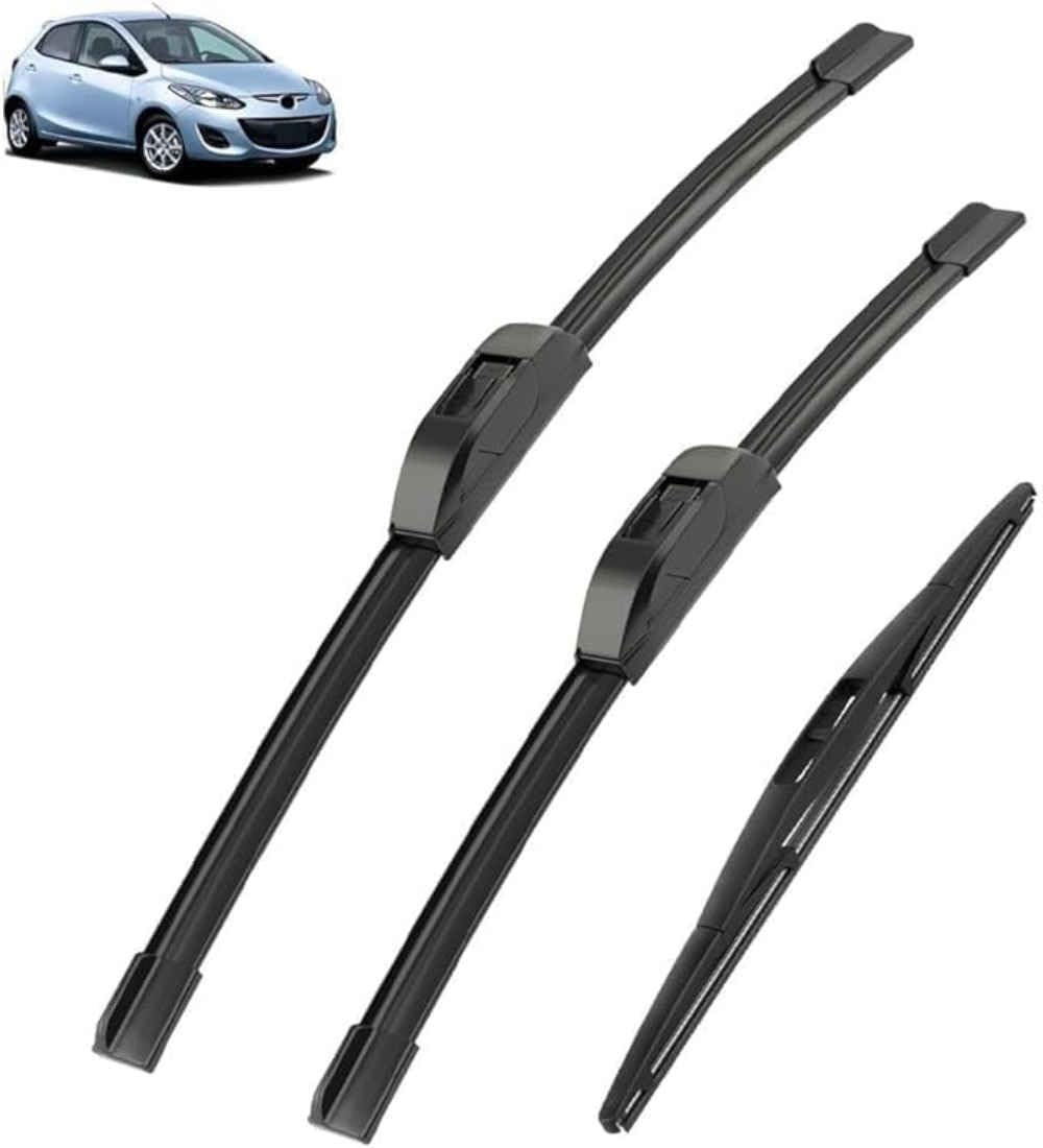 NYSLDSCO Premium Exact Fit Windscreen Wiper Blades for Mazda 2 Demio DE 2007-2014 2008 2009 Durable Natural Rubber Easy Fit for a Quiet and Streak Free Wipe