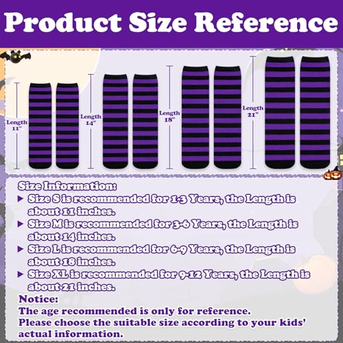 Image of Sarfel Kids Soccer Socks Toddler Soccer Socks Girls Boys Soccer Socks Kids Tube Socks with Stripes Toddler Knee High Socks, 2 Pack Black /Orange Stripe, Black /Purple Stripe, 3-6 Years