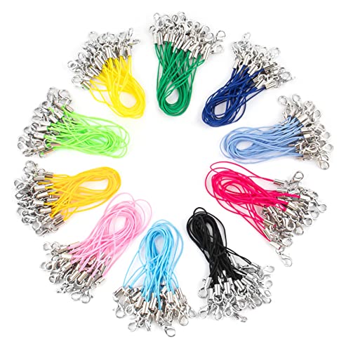 Framendino 200 Pack Lobster Clasp Cords Strap Charms Lariat Lanyard String Wrist Clasps for Cell Phone USB Flash Drives Keychains DIY Jewelry Accessories