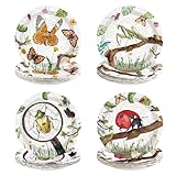 Greencian 60 PCS Bug Birthday Party Decorations 7' Heavy Duty Spring Theme Party Plates Disposable Bug Paper Plates for Boys Girls Spring Nature Themed Birthday Supplies