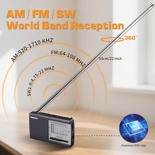 D219 Radios Portable Am Fm with Strong Reception Compact Design, Small Battery Operated Transistor Radio(AA) Clear Sound Speaker Earphone Jack Ideal Gifts for Elder, Family, Outdoor, Gray - Image 4