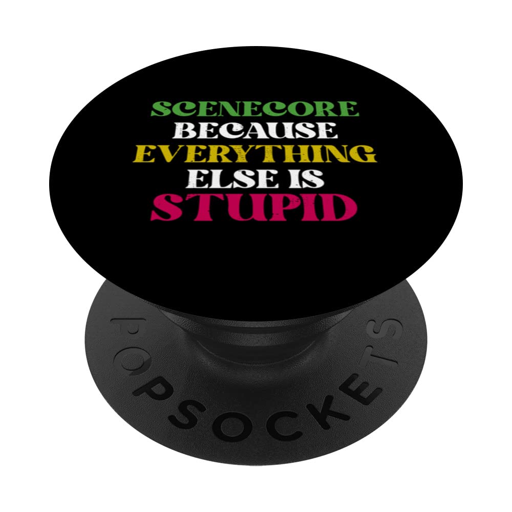 Scenecore Retro Emo Alternative Gothic Girl PopSockets Swappable PopGrip, Black