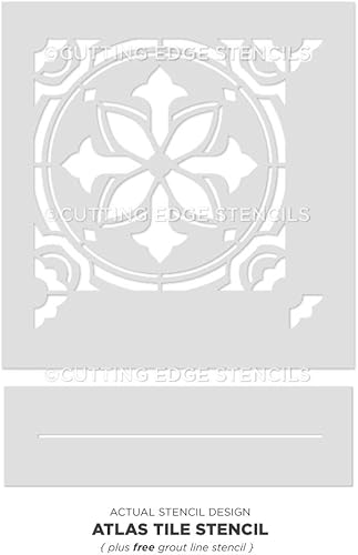 Miniatura 5 de Abbey - Plantilla de azulejos para pintar pisos de azulejos, plantillas de azulejos reutilizables para pisos de linóleo y cemento, pinta tu viejo