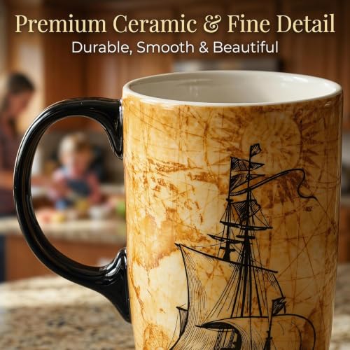 Taza de cerámica 17 oz con tapa y asa miniatura 4