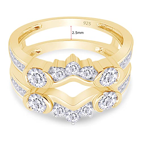 1 Carat Lab Created Moissanite & Lab Grown Diamond Anniversary Wedding Solitaire Enhancer Guard Ring For Women 14K Gold Over Sterling Silver (1 Cttw), Gift For Her2