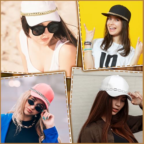 Image of Geyoga 9 Pcs Trucker Hat Chains Trucker Hat Charms Women Man, Gold Silver