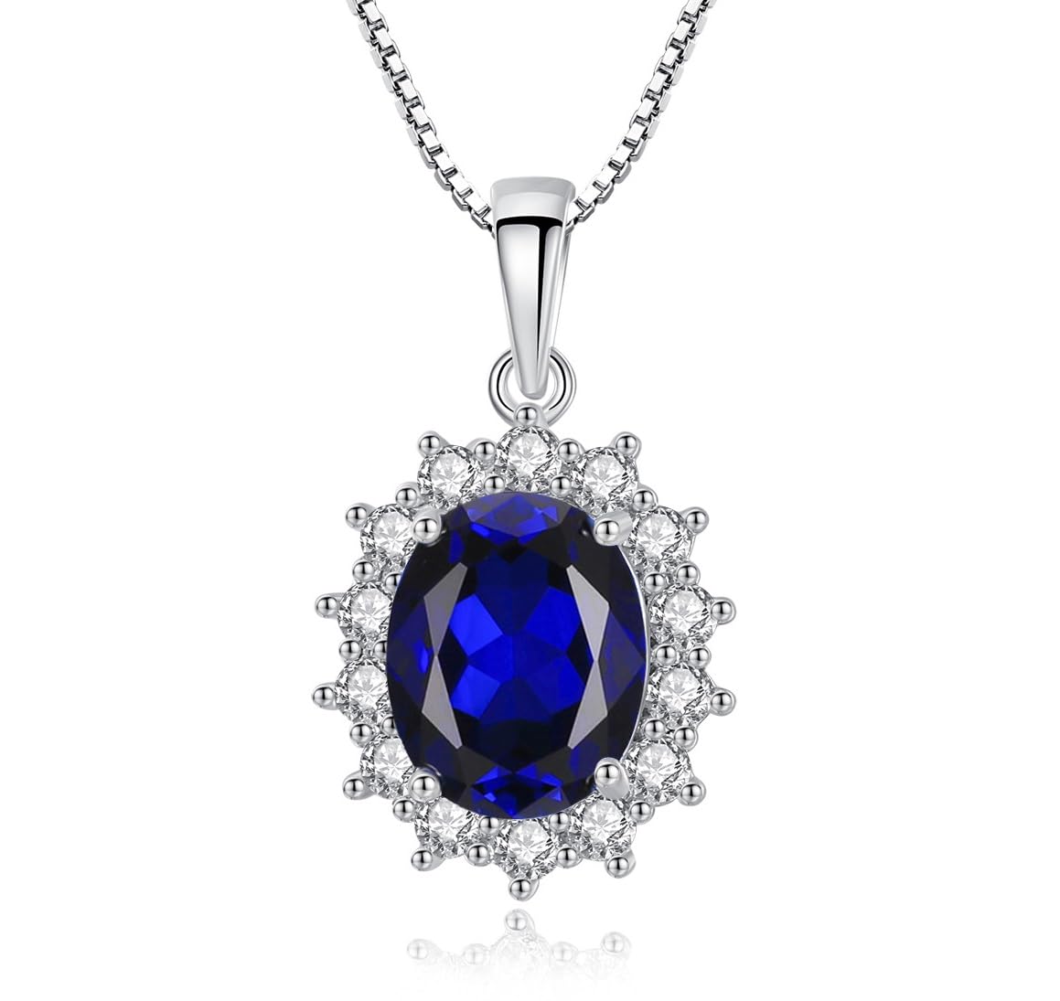 Collares de mujer con zafiros y diamantes en plata de ley 925, princesa Kate Middleton colgante de zafiro hipoalergénico regalo