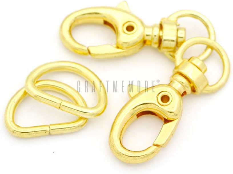 CRAFTMEmore Swivel Trigger Snap Hooks Parrot Landyard Clip Purse Lobster Clasp with D Rings 10 Sets (Gold) : Arts, Crafts & Sewing