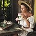 Dandat Juego de tazas de té y platillos de cerámica con cuchara Imagen de Dandat Juego de tazas de té y platillos de cerámica con cuchara