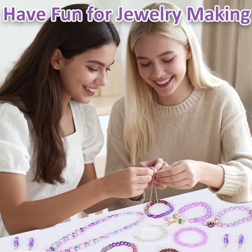 Image of XSEINO About 1200PCS 6mm Glass Beads Bracelet Making Kit,24 Assorted Violet Elegant Series Colorful Crystal Beads for Bracelet and Jewelry Making and DIY Crafts,Friendship Bracelets