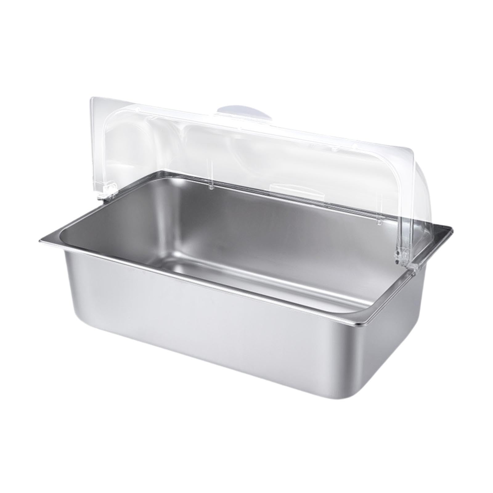 Chafing Dish Buffet Acero Inoxidable Bandeja Servidor Calentador Contenedor con Tapa Abatible Transparente Y 2 Acumuladores de Hielo Apto para Bufé Ba, 20.5 litros