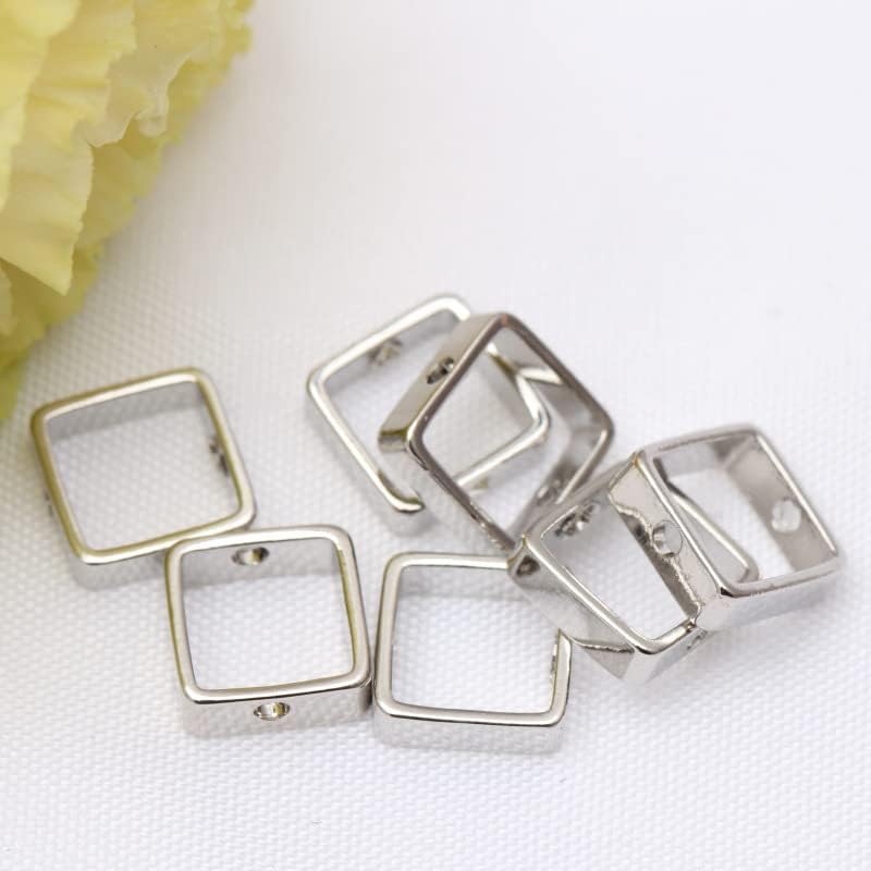 Miniatura 5 de 30 marcos de cuentas de latón de 0.315 pulgadas, marco de cuentas cuadradas de latón de doble agujero, marco de cuentas de metal para manualidades,