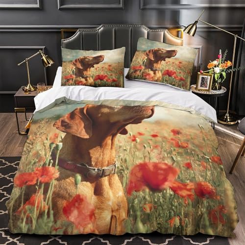 TNSGHAVED Cane nel campo Set Di Copripiumino 3 pezzi microfibra