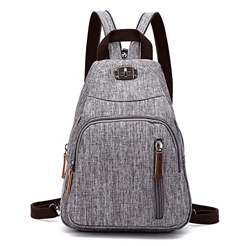 FANDARE Retro Sling Chest Backpack Multipurpose Crossbody Shoulder Bag Travel Backpack for Men Women Outdoor Cycling Indoor Gym Hiking Daypacks Durable Polyester Gray