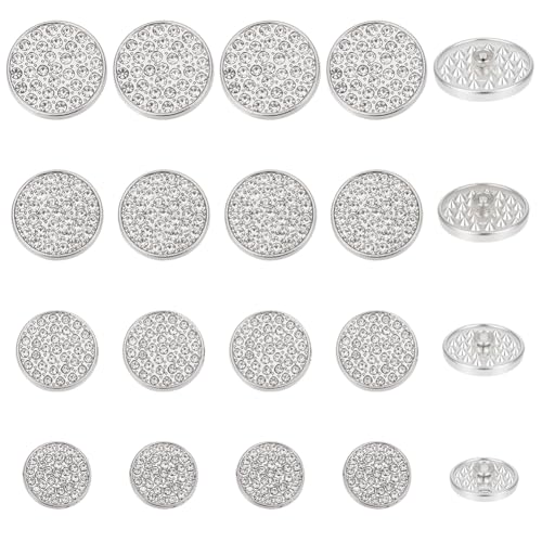 Confezione e dimensioni--Riceverai 20 bottone di strass, abbastanza per soddisfare le tue esigenze di cucito, 4 misura 15x6.5mm, 18x6.5mm, 20x7mm e 22x7mm, 5pcs/size, tutti con fori da 2mm per una varietà di esigenze artigianali