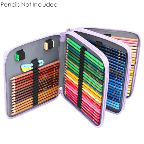 Image of YOUNGCOL 120 Slots Colored Pencil Case Color Pencil Organizer Storage Large Capacity Pencil Holder(Purple, 120 Slots)