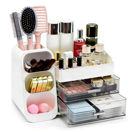 Makeup Organizer Countertop, Spacious Cosmetic Display Case with Makeup Brush Holder, Perf - image 1