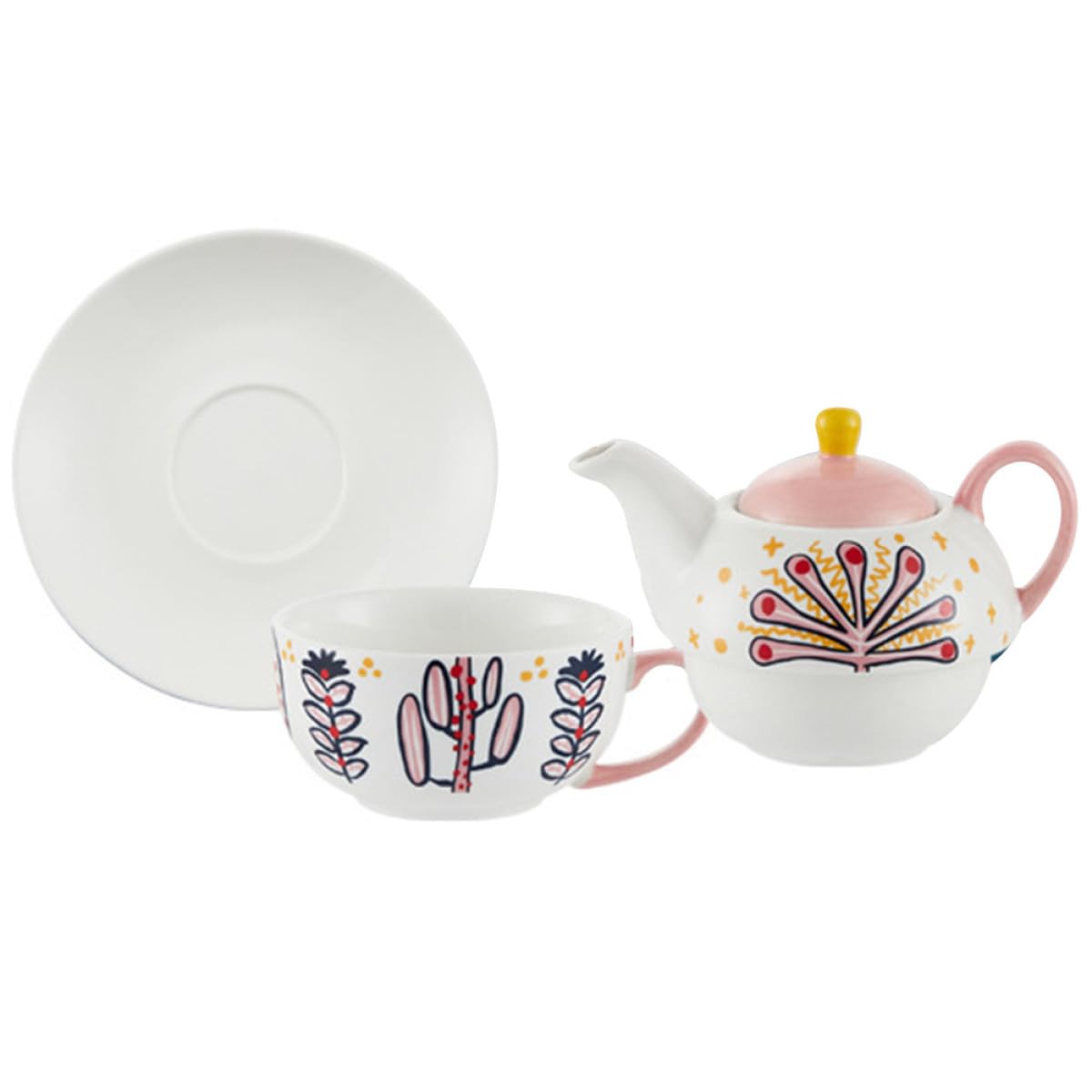 CANIGHT Service à Thé Tasse et Plateau Théière en Céramique Peinte la Main 1 Set Élégant, Pratique à Transporter, pour Pique-niques en Plein Air