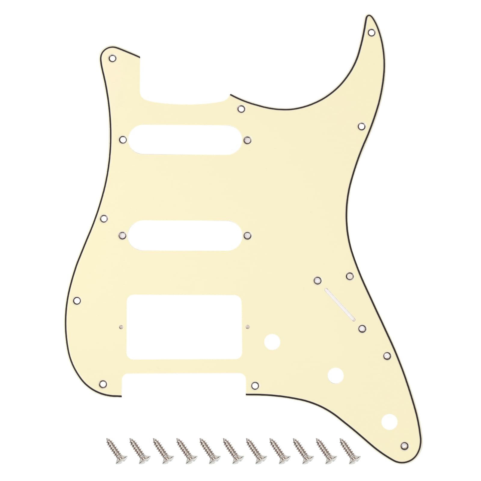 Banworks 3 Ply Strat HSS Pickguard 11-Hole Electric Guitar Pickguard SSH Scratch Plate for USA/Mexican Fender Modern Style Standard Stratocaster ST JT/HB-02 Cream