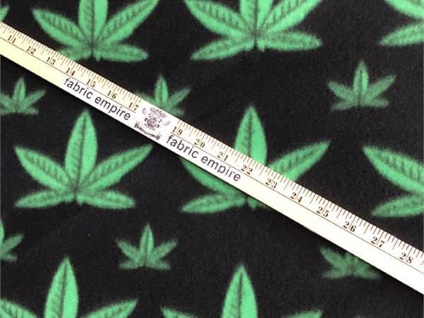 Tela polar impresa anti píldora cannabis sobre fondo negro  58 pulgadas de anchovendido por The Yard