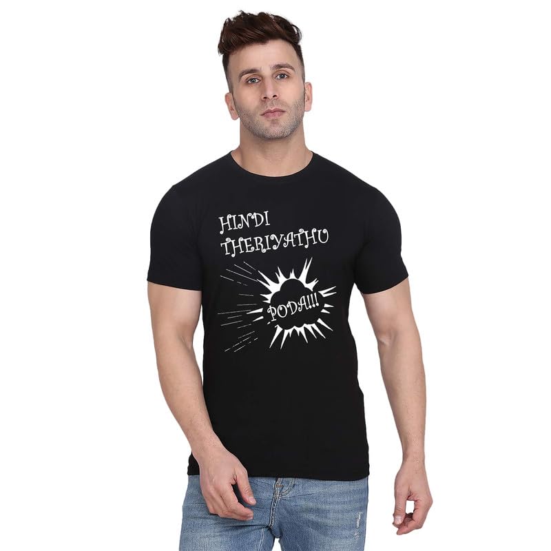 Original Way Men Cotton Half Sleeve Round Neck Stylish Mens Casual Wear Hindi Theriyathu Poda Creative Design Printed T Shirt HSR-3204-picture-17