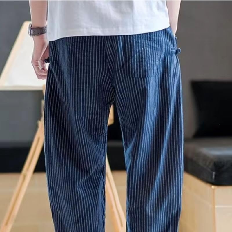 Pantalon d'été fin patchwork avec taille haute élastique fluide