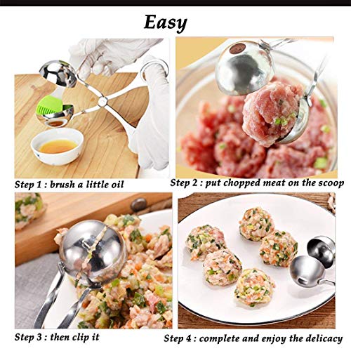 Stainless Steel Meat Baller, Vievogue Professional Cookie Dough Meatball Sphere Mold Ball Maker For Cake Premium Kitchen Tool 2-Pack (S+L) #TOP5