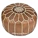 Moroccan Buzz UNSTUFFED Premium Leather Pouf Ottoman Cover, Natural Brown, Tan (UNSTUFFED Pouf)