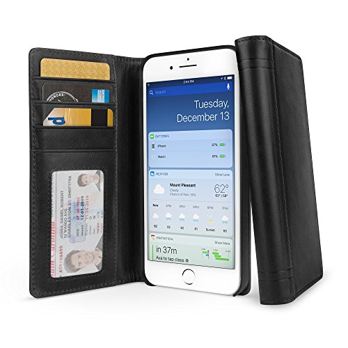 Image of Twelve South Journal for iPhone 8 Plus / 7 Plus / 6 Plus | Leather Wallet Shell and Display Stand (Black)