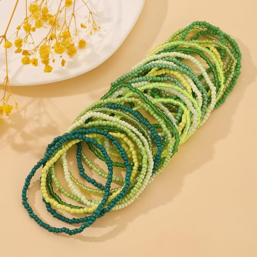17pcs Bohemian Stackable Multilayer Elastic Bracelets - Handmade Seed Beaded Jewelry for Women & Girls3