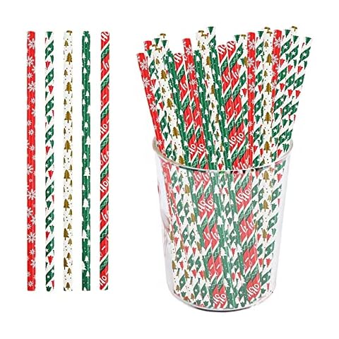 Biodegradable Christmas Paper Drinking Straws Cover