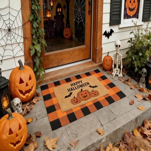 2 Pcs Halloween Coir Doormat for Front Door 27.5 x 43 Inches with...