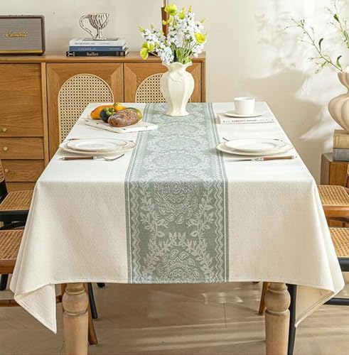 Nappe de table 140 x 260 cm en coton lin floral brodé de marque Beydodo - 2