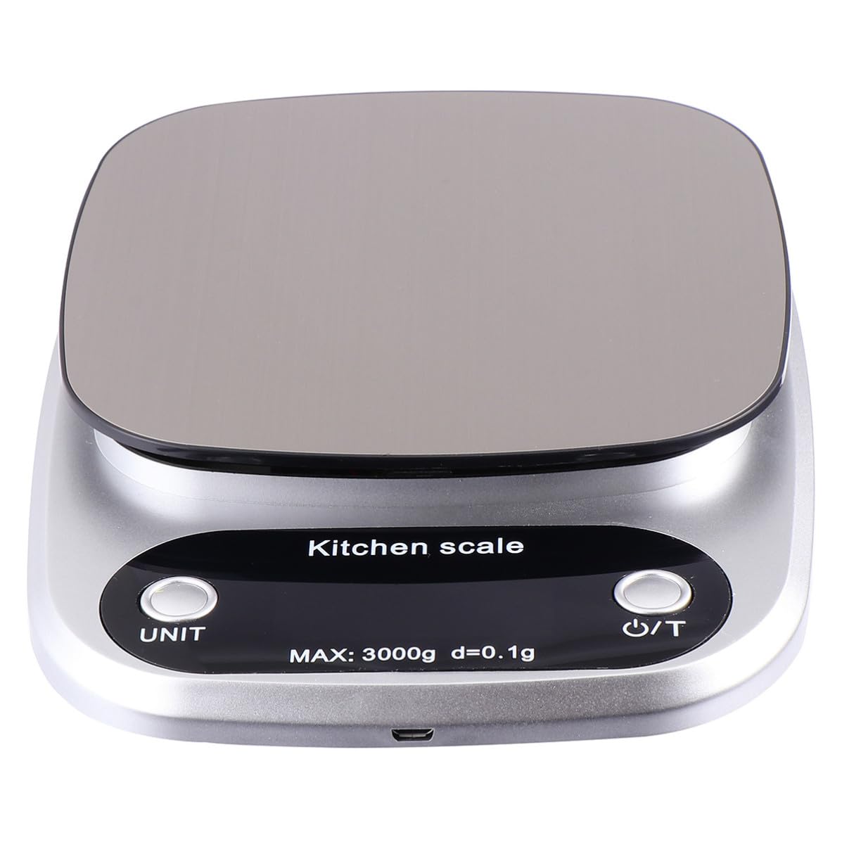 Báscula Capacidad de 3kg Recargable Digital de Cocina de Acero Inoxidable y Precisión de 0.1g para Uso en Repostería y Café