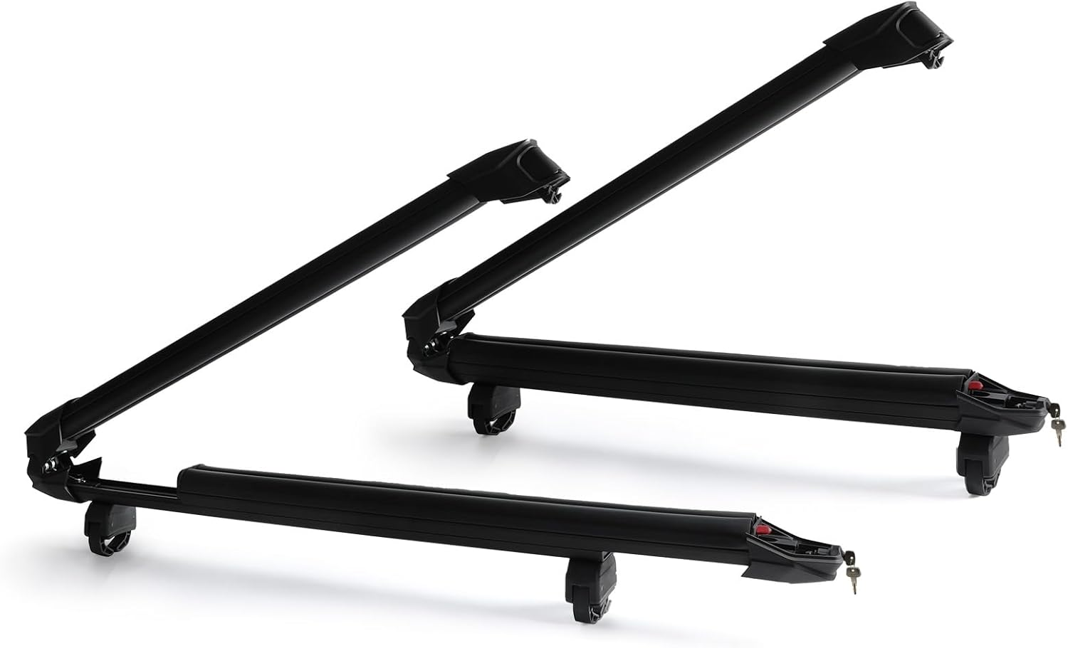 Ski & Snowboard Roof Rack with Sliding Extension, Ski Rack for Car Roof, Universal Ski Rack with Anti-Theft Lock, Fits 6 Pair Skis or 4 Snowboards, Mounting Clamp Hook Fits Most Cross Bars
