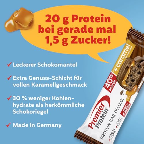 Premier Protein - Protein Bar Deluxe 40% - Chocolate Brownie - 12x50g - Low sugar - Low Carb - palmölfrei