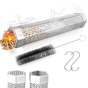 Lineba Smoke Tube，12″ Pellet Somker Tube Stainless Steel Smoke Tube for Pellets Smoker, Perfect for Pellet Grill Smoker Hot or Cold Smoking – 5 Hours of Billowing Smoke(Smoke Tube)