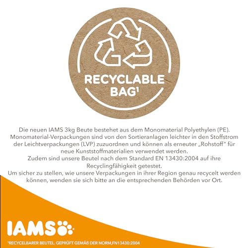 IAMS Junior Hundefutter trocken mit Huhn - Welpenfutter für Welpen im Alter von 1-12 Monaten, geeignet für große Rassen, 3 kg