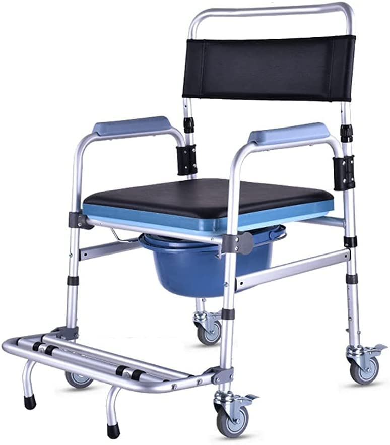 Buy QINAIDI Shower Commode Chairs with Wheels,Mobile Toilet Aluminum