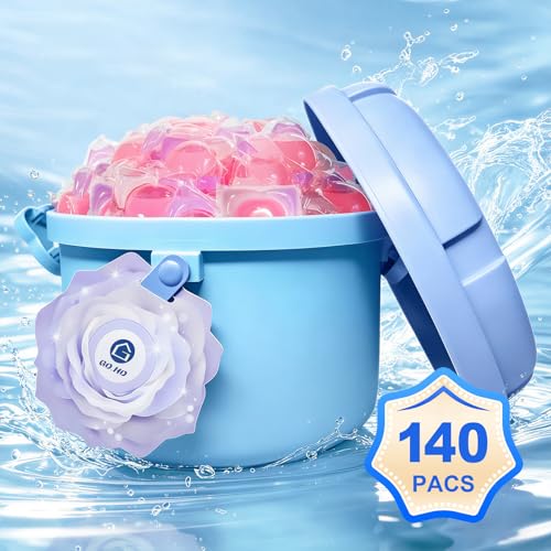 Image of 140-Count Laundry Detergent Pods, 5-in-1 Powerful Clean, Stain Remover, Color Protector, Fabric Care, Deep Intensive Clean, HE Compatible