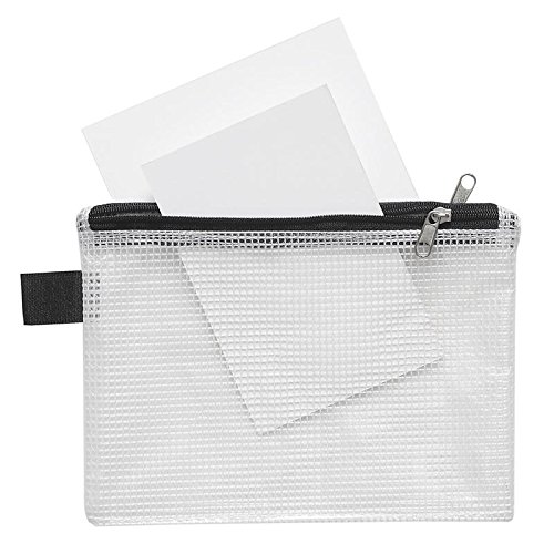 FolderSys - Bolsa con cremallera (tamao A6, 2 compartimentos, PVC, 1 unidad), color negro y transparente