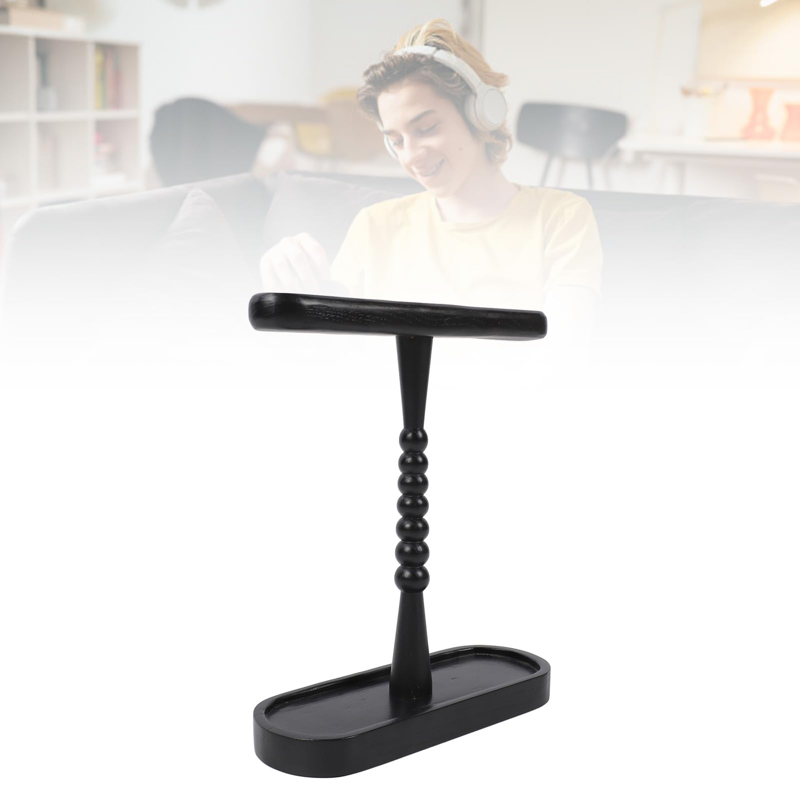 Supporto Universale per Cuffie, Base in Legno di Noce (BLACK)