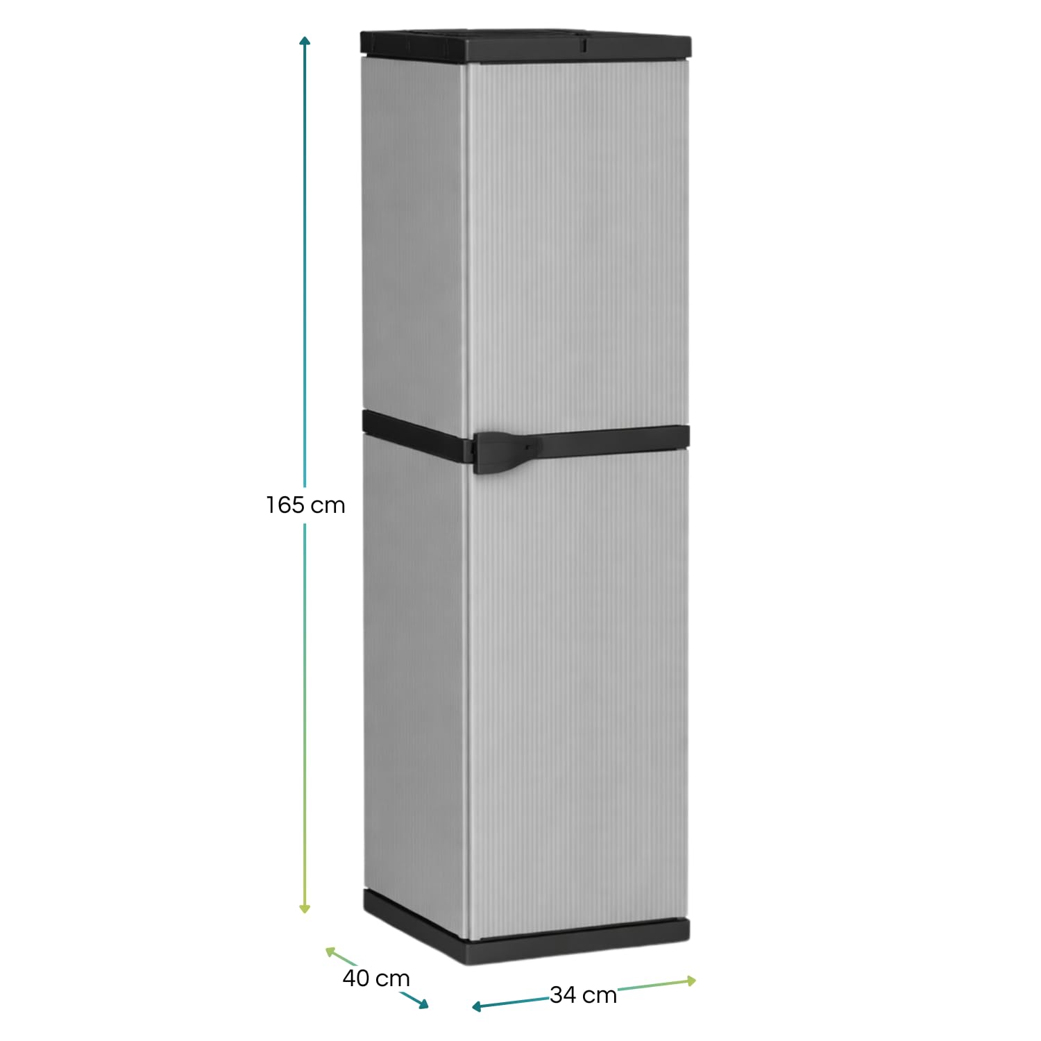 PALUPLUS Armadio Alto a 1 Anta in Resina di colore Grigio, Misura 34x38,5x165 cm, 4 Ripiani Multiuso, Mobile da interno ed esterno con piedini antiscivolo, Made in Italy -MONG3912F -9