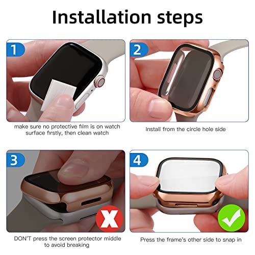 Upeak 2 Pack Screen Protector Compatibel met Apple Watch Series 7 41mm Case 2021, Volledige dekking PC Beschermhoes met… - Image 8