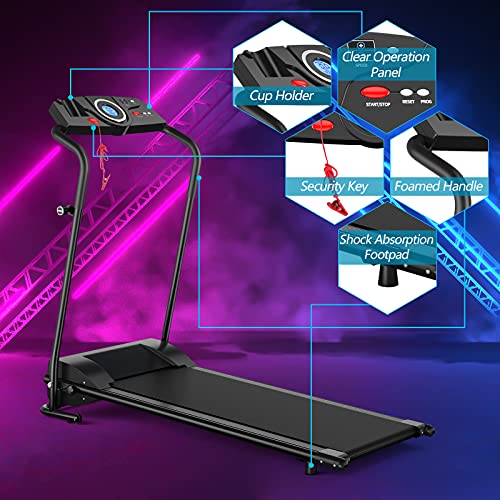 GYMAX Folding Treadmill, Electric Motorized Running Machine with 12 Preset Programs, LCD Monitor