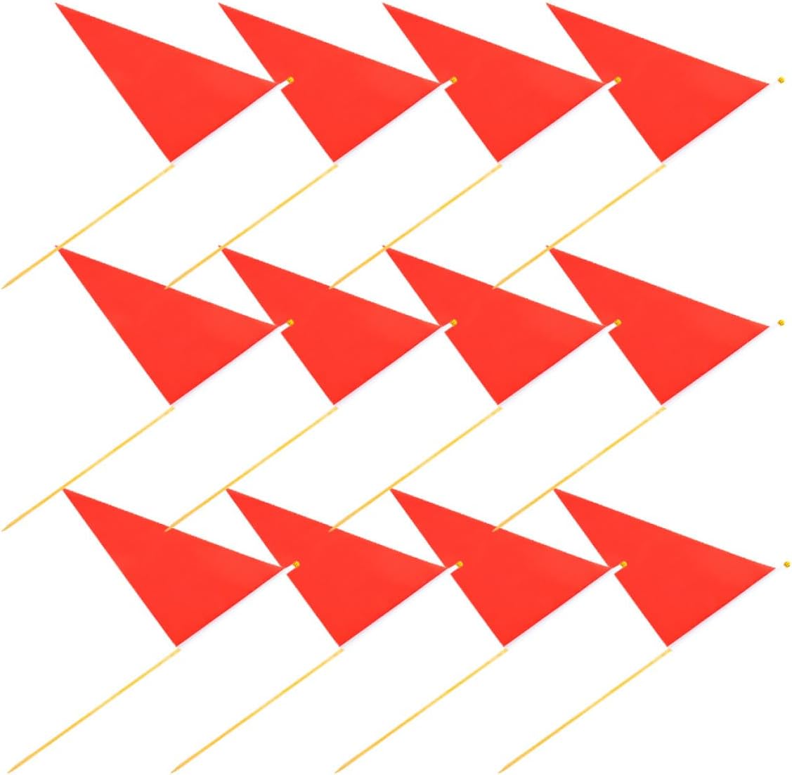 Gadpiparty 12pcs Red Triangle Marking Flags for Construction Sites and Lawn Irrigation, High Visibility Utility Flags for Garden, Sprinkler, and Outdoor Safety Markers