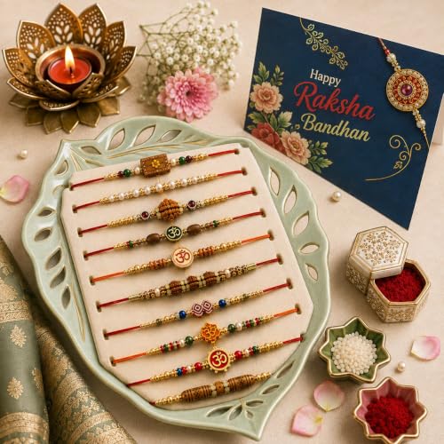 Image of HakunaMatata Combo of 10 Dora Rakhi Set for Brother, Bhaiya, Bhabhi for Rakhi /Rakshabandhan with Roli Chawal & Greeting Card | Premium Rakhi Hamper RKHMPR17